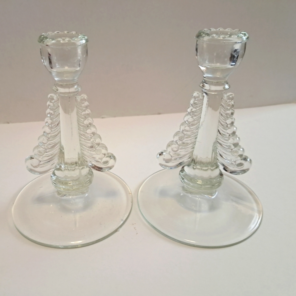 Paden City crystal Nerva clear candle sticks (set of 2)